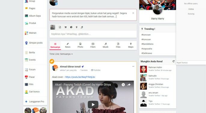 Koncoan, Medsos Lokal Yang Punya Messenger