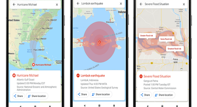 Google Maps Tampilkan Informasi Badai, Gempa dan Banjir