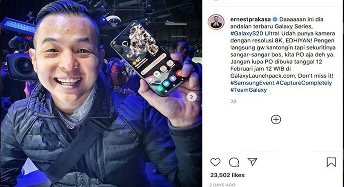 Sineas Ernest Prakasa Suka Dengan Fitur Samsung Galaxy S20 Series