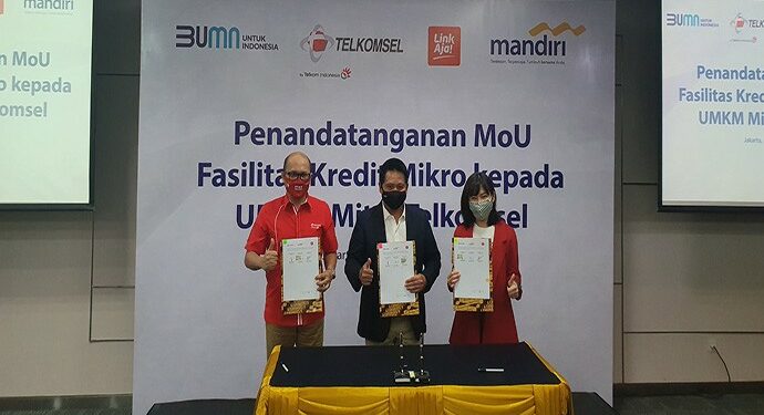 Telkomsel Gandeng Bank Mandiri dan LinkAja Hadirkan Kredit Usaha Bagi UMKM,