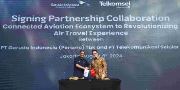 Sinergi Garuda Indonesia dan Telkomsel Perkuat Ekosistem Digital Industri Aviasi